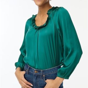 J. Crew Factory Green Ruffle Blouse